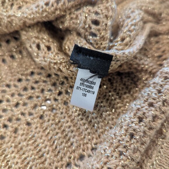 CHICO'S Travelers Slouchy Boat Neck Sweater 3 Gold 3/4 Sleeve Loose Weave Comfy - Picture 6 of 8